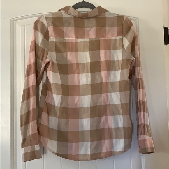 Rue21 Brown, Pink, and White Button Down Flannel - Picture 2 of 3